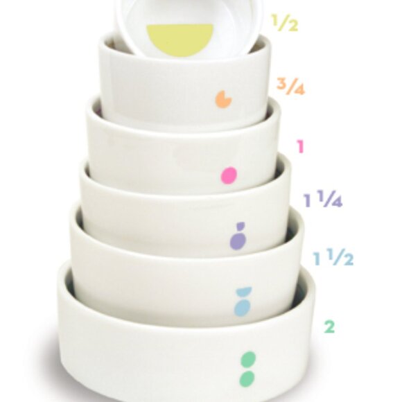 Mesu Nesting Measuring Bowls for Portion Control, White Pearl, Complete Set of 6 - Picture 5 of 8